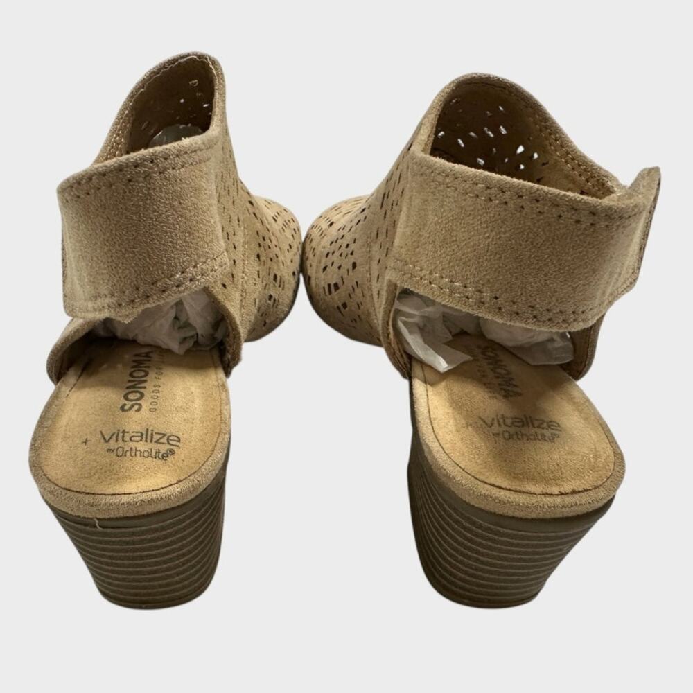 Sonoma Vitalize Ortholite 6.5 Med Aussie Taupe Laser Cutout Peep Toe Heel Sandal - Picture 5 of 10